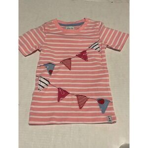 Lilly + Sid Girls Pink White Striped Bunting Applique T-Shirt Size 2-3Y